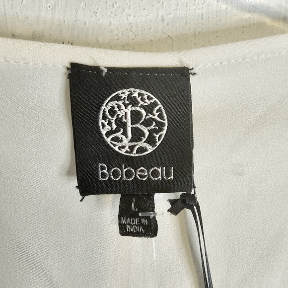 Bobeau Womens Off-White Polyester Wrap-style Embroidered Boho Blouse L - Picture 6 of 6